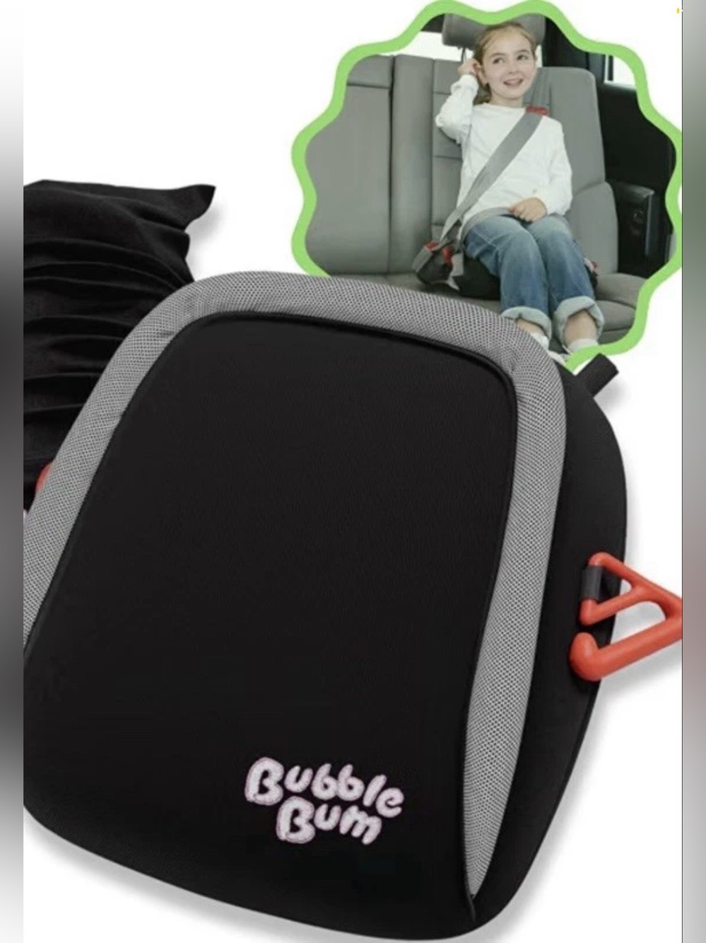 Bubble Bum Booster Black Car Truck Seat Portable Foldable Comfortable Seating